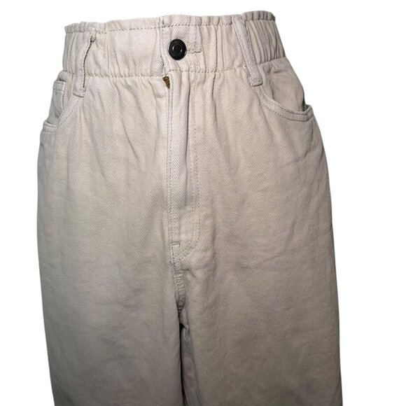 H&M NWT High Rise Elastic Waist Straight Leg Jeans Tan Size 10 Cotton - Picture 6 of 6